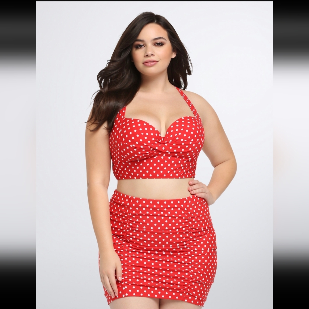 NWT Torrid Red Polka Dot Swim Bikini Top sz 2x 18/20